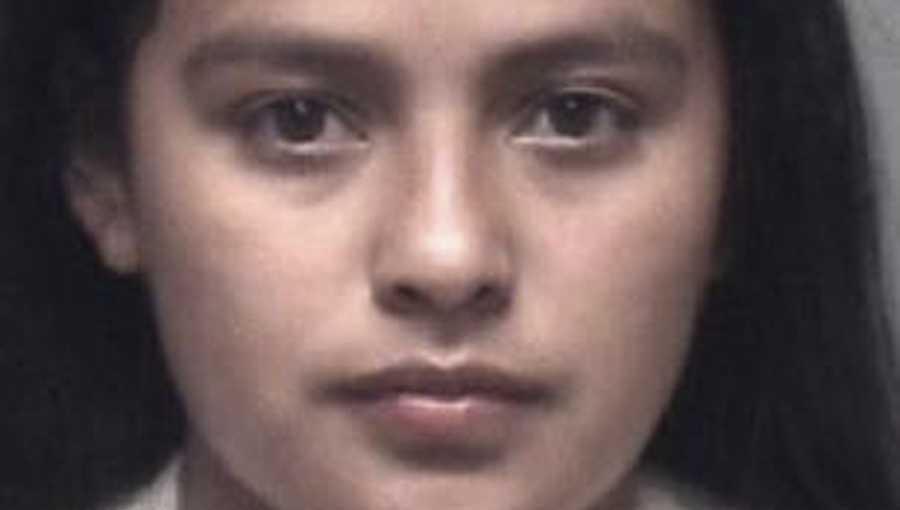 In this undated Grand Prairie, Texas, Police Department booking photo is Dalia Jimenez, a suburban Dallas woman who has been charged after police say she doused her 5-year-old stepdaughter's face with rubbing alcohol and set it on fire. A Grand Prairie police statement Friday says the 20-year-old Jimenez is charged with felony injury to a child and free on $20,000 bond. (Grand Prairie Police via AP)
