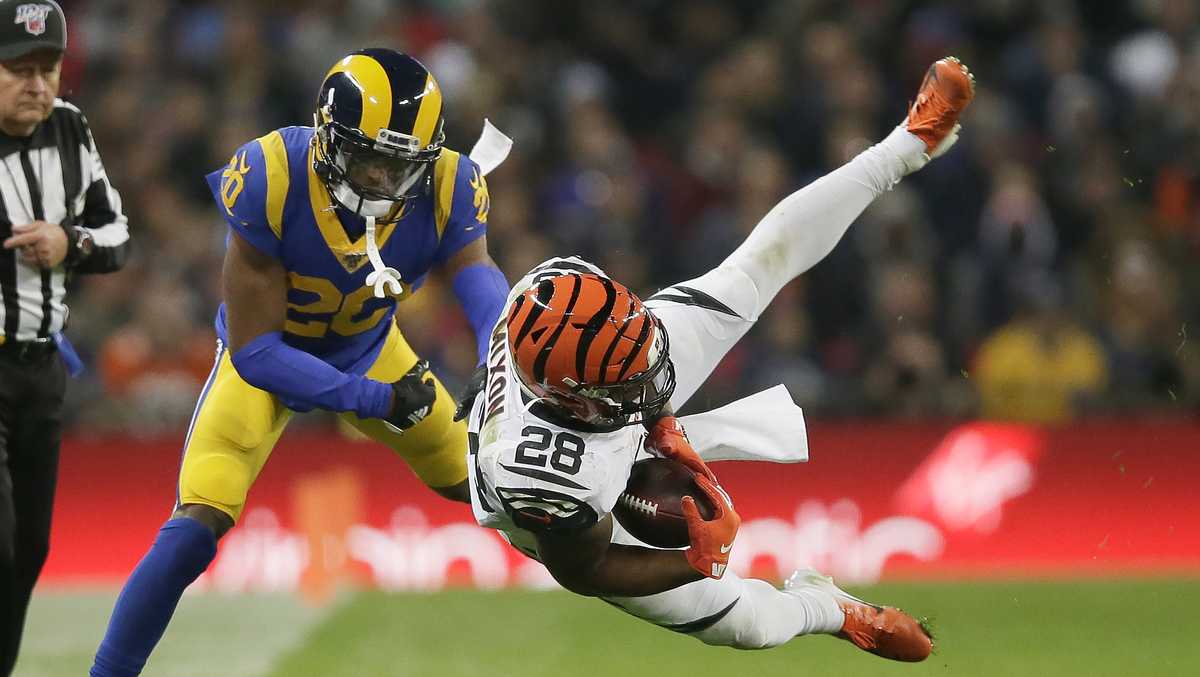 Wembley Stadium, London, UK. 27th Oct, 2019. National Football League, Los  Angeles Rams versus Cincinnati Bengals; Cooper Kupp of Los Angeles Rams  walks into the tunnel after full time with Los Angeles