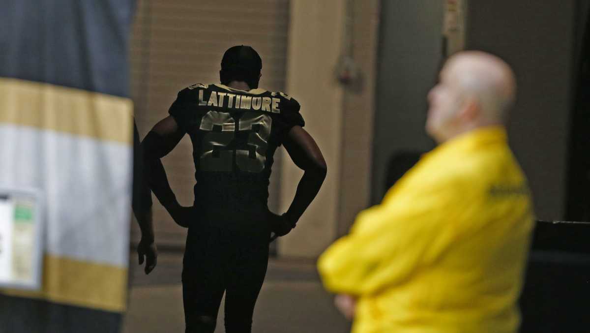 New Orleans Saints cornerback Marshon Lattimore performing to the