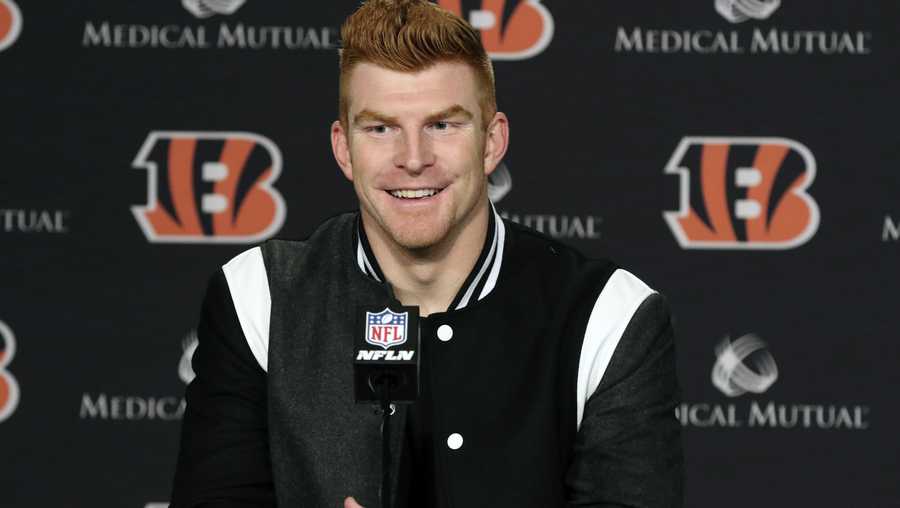 file   in this dec 29, 2019, file photo, cincinnati bengals quarterback andy dalton answers questions after his team defeated the cleveland browns in an nfl football game in cincinnati dalton is coming home to texas as dak prescotts backup with the dallas cowboys dalton and the cowboys agreed to a one year deal that guarantees the former cincinnati starter 3 million and could be worth up to 7 million, two people with direct knowledge of the deal told the associated press on saturday, may 2, 2020 ap photogary landers, file