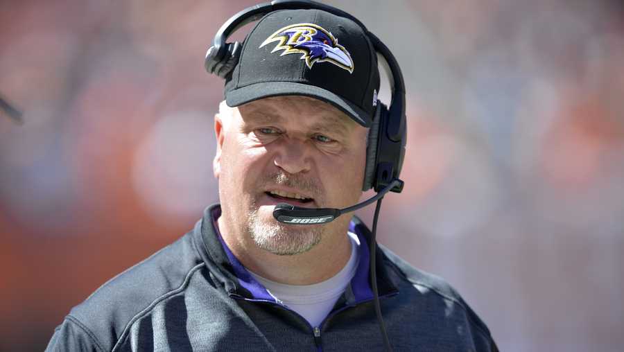 Baltimore Ravens inside linebackers coach Don Martindale stands on the sideline prior to an NFL football game against the Cleveland Browns Sunday, Sept. 21, 2014, in Cleveland. Baltimore won 23-21. (AP Photo/David Richard)