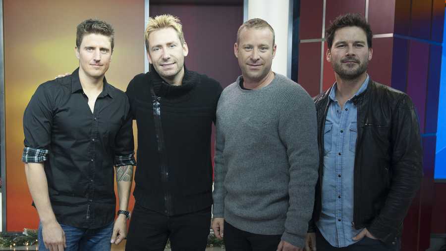 Musician Daniel Adair, singer Chad Kroeger and musicians Mike Kroeger and Ryan Peake of Nickelback seen on The Morning Show on Thursday, Nov. 21, 2014 in Toronto, Canada. 