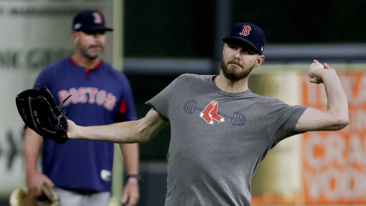 Chris Sale throws batting practice at Fenway Park