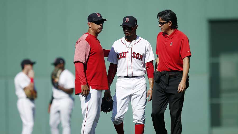 Mookie Betts 'fine' after exiting sixth inning with 'soreness' on left side  - The Boston Globe