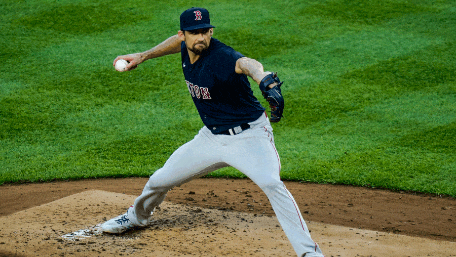 boston red sox's nathan eovaldi delivers a pitch during the first inning of a baseball game against the new york yankees, friday, june 4, 2021, in new york.