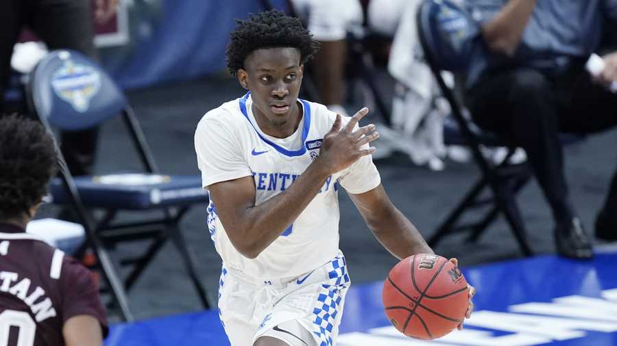 Kentucky&apos;s Terrence Clarke plays against Mississippi State in an NCAA college basketball game in the Southeastern Conference Tournament Thursday, March 11, 2021, in Nashville, Tenn. (AP Photo/Mark Humphrey)