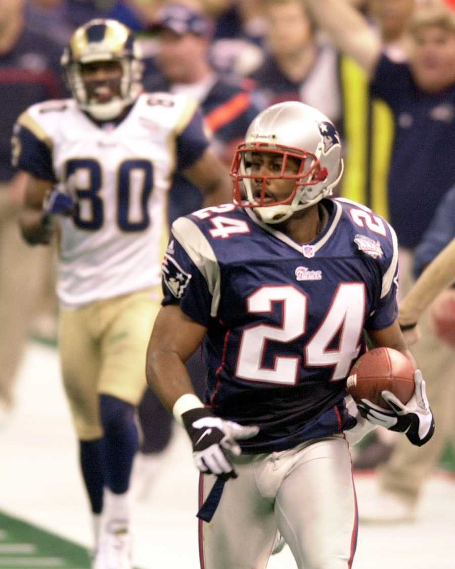 Ty Law Autograph Photo Super Bowl XXXVI Interception Spotlight 11x14