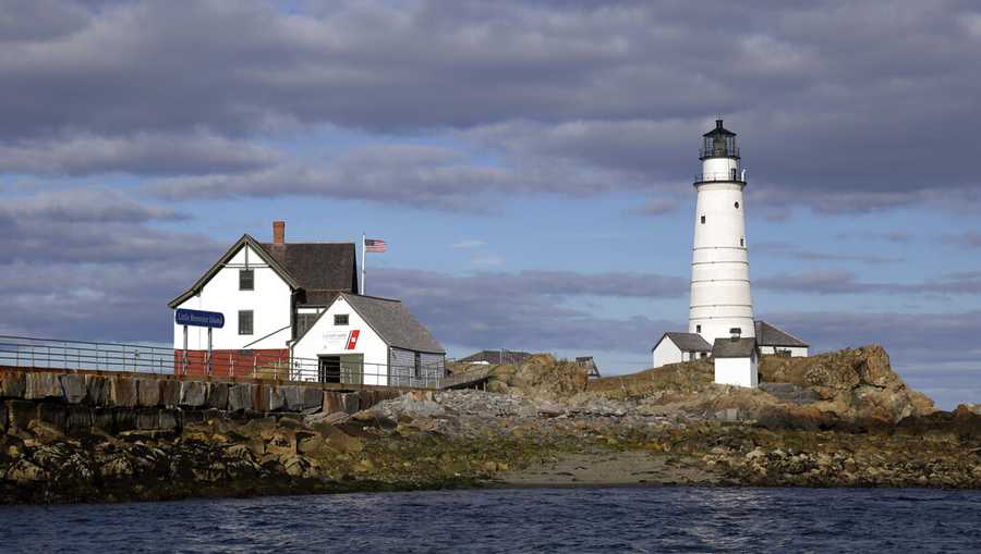 Boston Light, America's oldest lighthouse, sits on Little Brewster Island in Boston Harbor. The nation's oldest lighthouse station is turning 300 years old with celebrations and a ceremonial re-lighting. Coast Guard Commandant Paul Zukunft and Boston Mayor Martin Walsh are among the dignitaries expected to attend a Wednesday morning, Sept. 14, 2016, celebration in downtown Boston. (AP Photo/Elise Amendola, File)