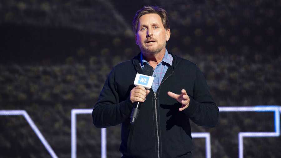 Emilio Estevez speaks during WE Day Toronto at the Scotiabank Arena on Thursday, Sept. 19, 2019, in Toronto. (Photo by Arthur Mola/Invision for WE Day/AP Images)
