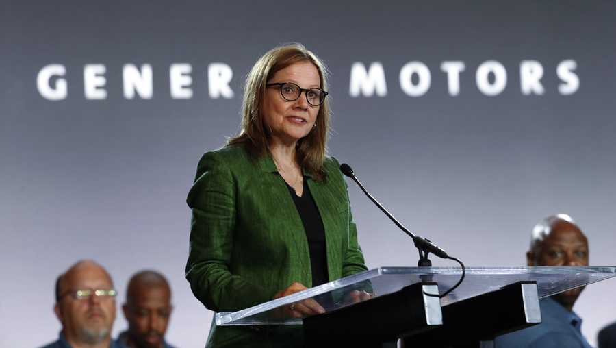 General Motors Chairman and Chief Executive Officer Mary Barra speaks during the opening of their contract talks with the United Auto Workers in Detroit in 2019.