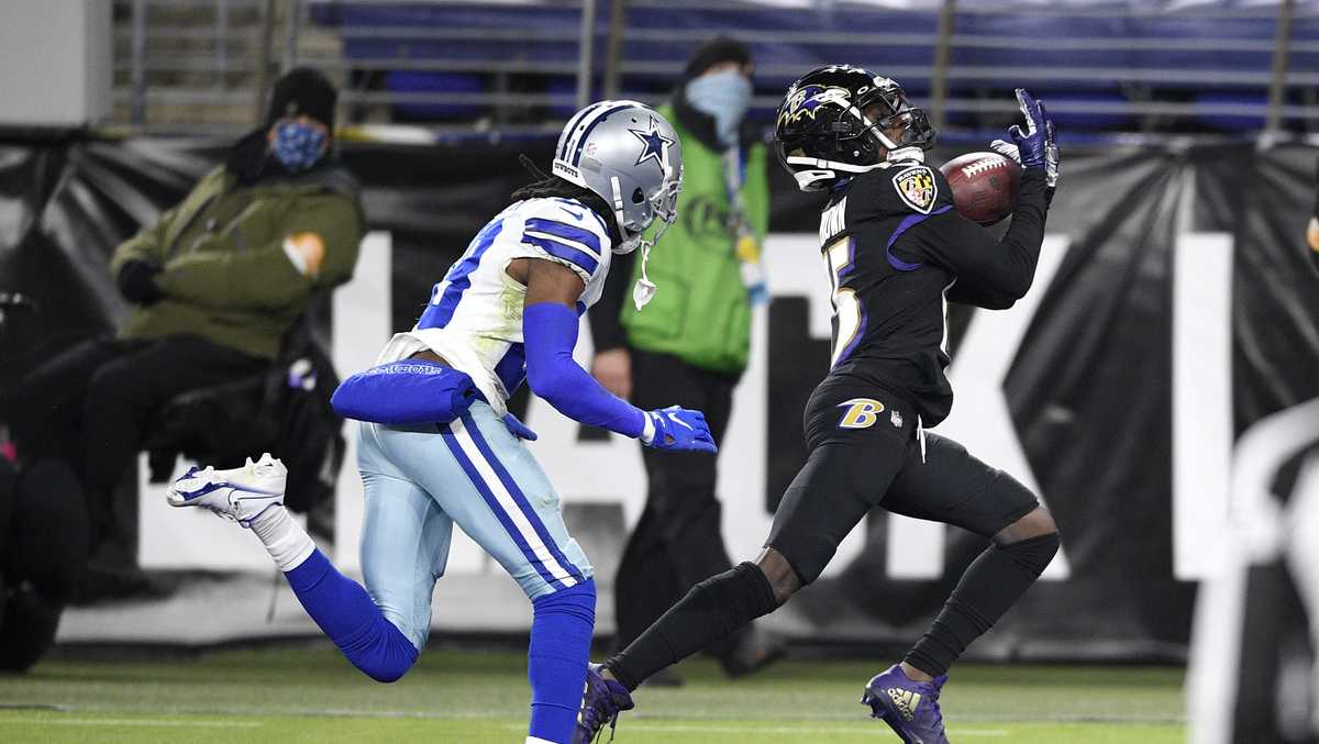 Baltimore Ravens WR Marquise Brown (5) in action during a game