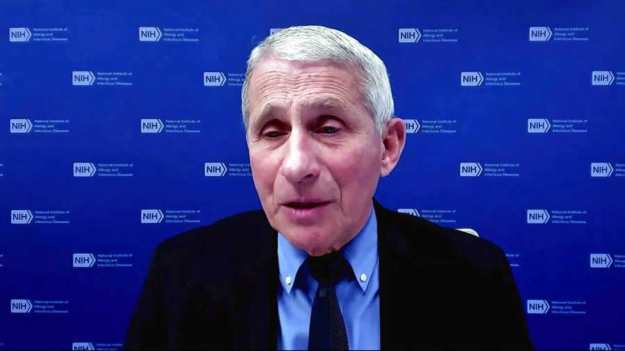 In this Jan. 27, 2021, image from video, Dr. Anthony Fauci, director of the National Institute of Allergy and Infectious Diseases and chief medical adviser to the president, speaks during a White House briefing on the Biden administration&apos;s response to the COVID-19 pandemic in Washington. President Joe Biden’s team is styling itself on war footing as it attacks the coronavirus pandemic. Top aides say the administration is using every “tool the federal government has to battle on every front.” (White House via AP)