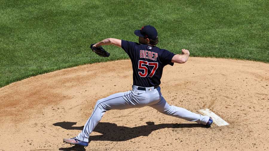 Shane Bieber throws 57 pitches, strikes out four in rehab start - Covering  the Corner
