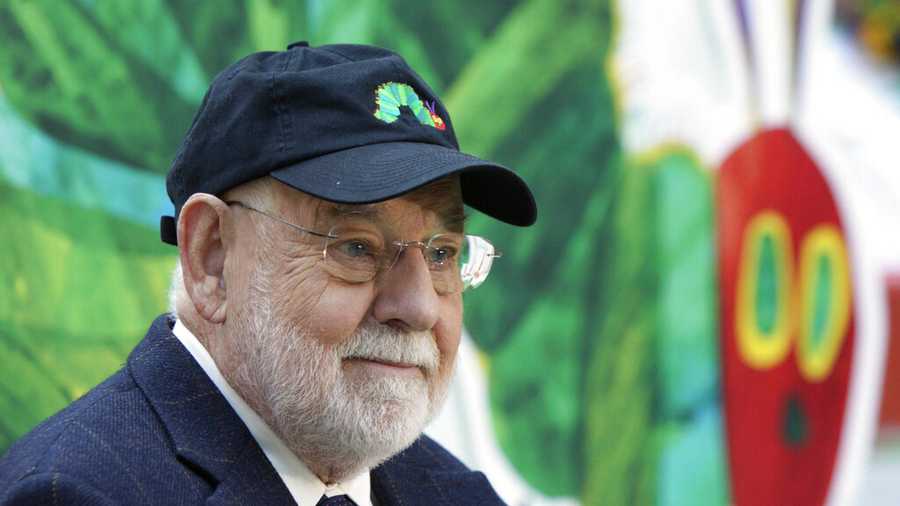 File - Author Eric Carle reads his classic children's book, "The Very Hungry Caterpillar" on NBC's "Today" television program in New York on Oct. 8, 2009. (AP Photo/Richard Drew, File)