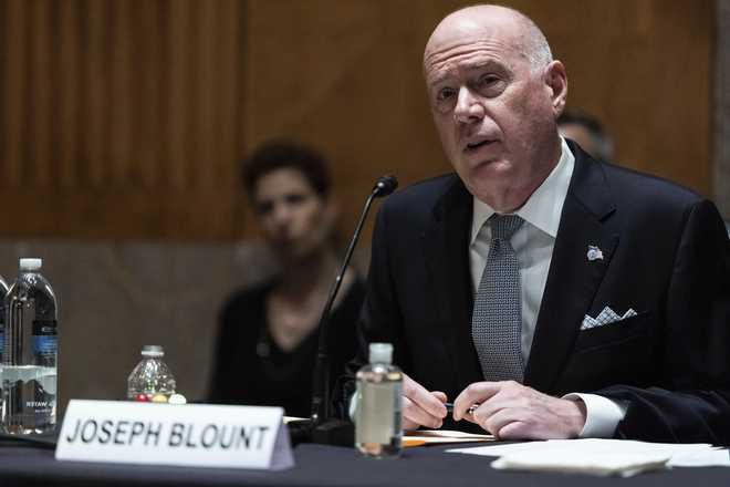 Colonial Pipeline CEO Joseph Blount testifies during a Senate Homeland Security and Government Affairs Committee hearing one day after the Justice Department revealed it had recovered the majority of the $4.4 million ransom payment the company made in hopes of getting its system back online, Tuesday, June 8, 2021, on Capitol Hill, in Washington.