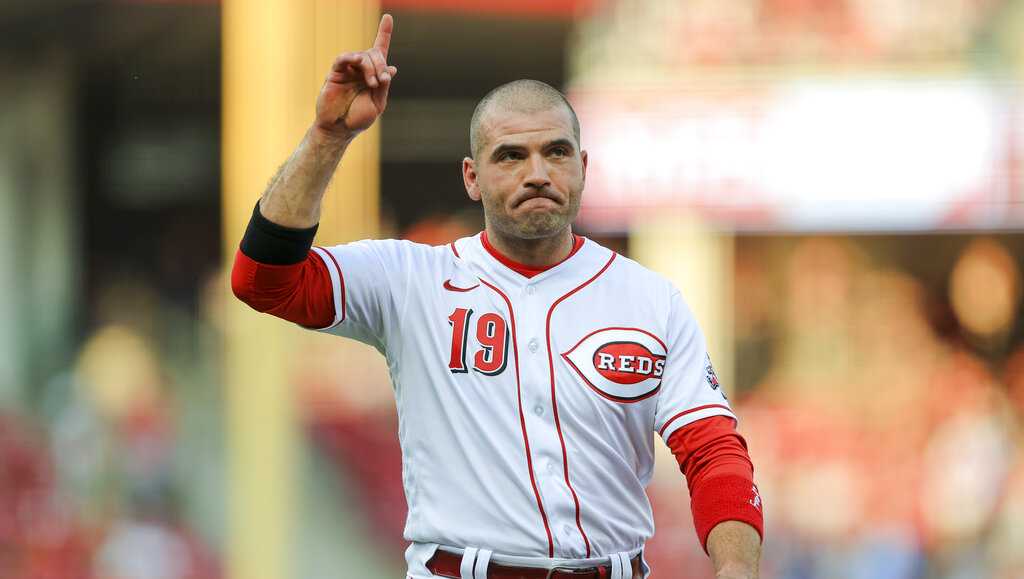Joey Votto -- Game-Used Stars & Stripes Jersey -- Recorded the