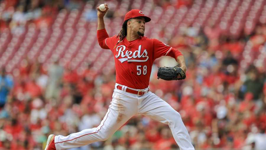 Cincinnati Reds' Luis Castillo throws during the first inning of a baseball game against the Minnesota Twins in Cincinnati, Wednesday, Aug. 4, 2021. (AP Photo/Aaron Doster)Cincinnati Reds' Luis Castillo throws during the first inning of a baseball game against the Minnesota Twins in Cincinnati, Wednesday, Aug. 4, 2021. (AP Photo/Aaron Doster)