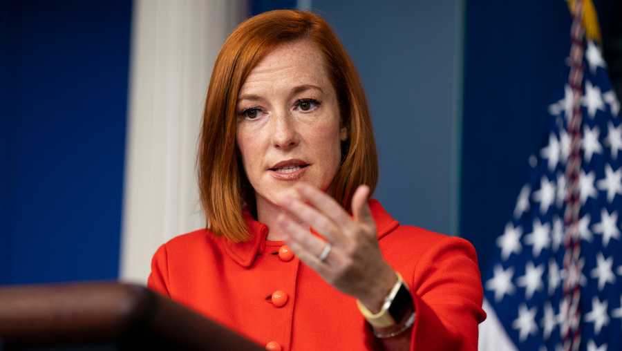 White House press secretary Jen Psaki speaks during a press briefing at the White House, Tuesday, Oct. 12, 2021, in Washington.