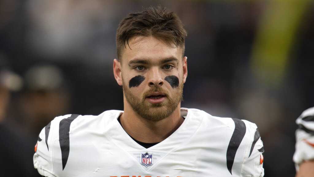 Cincinnati Bengals linebacker Joe Bachie (49) runs for the play during an  NFL football game against the Pittsburgh Steelers, Sunday, Nov. 28, 2021,  in Cincinnati. (AP Photo/Emilee Chinn Stock Photo - Alamy