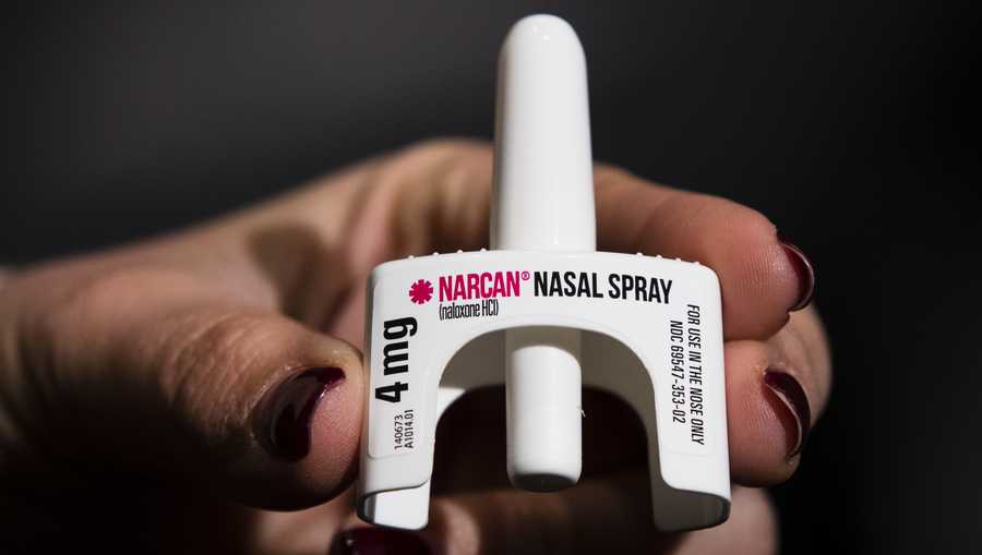 FILE - The overdose-reversal drug Narcan is displayed during training for employees of the Public Health Management Corporation.