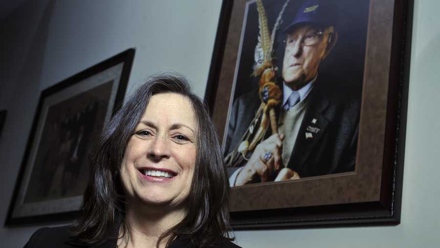 FILE - Marilynn "Lynn" Malerba stands next to a photograph of late Chief Ralph Sturges at Tribal offices in Uncasville, Conn., on March 4, 2010. Malerba, who is Native American, was nominated to be U.S. Treasurer in a historic first, Tuesday, June 21, 2022. Biden&apos;s nomination of Malerba to the federal Treasury role was announced ahead of Treasury Secretary Janet Yellen’s visit to the Rosebud Indian Reservation in South Dakota, Tuesday.
