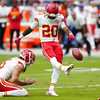 Bleacher Report on X: Safety Justin Reid is kicking for the Chiefs today  after K Harrison Butker was carted off the field 