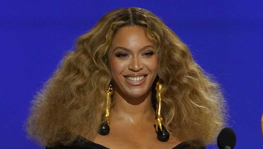 FILE - Beyoncé appears at the 63rd annual Grammy Awards in Los Angeles on March 14, 2021. On Thursday, Jan. 12, 2023, Beyoncé and Kendrick Lamar both came away with five NAACP Image Awards nominations. (AP Photo/Chris Pizzello, File)