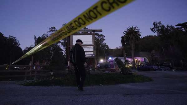 Police tape is placed near the scene of a shooting Monday, Jan. 23, 2023, in Half Moon Bay, Calif. Multiple people were killed in two related shootings Monday at a mushroom farm and a trucking firm in a coastal community south of San Francisco, and officials say a suspect is in custody.