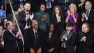 RowVaughn Wells, center, mother of Tyre Nichols, who died after being beaten by Memphis police officers, and her husband Rodney Wells, second left, are recognized by President Joe Biden as he delivers his State of the Union speech to a joint session of Congress, at the Capitol in Washington, Tuesday, Feb. 7, 2023. (AP Photo/J. Scott Applewhite)