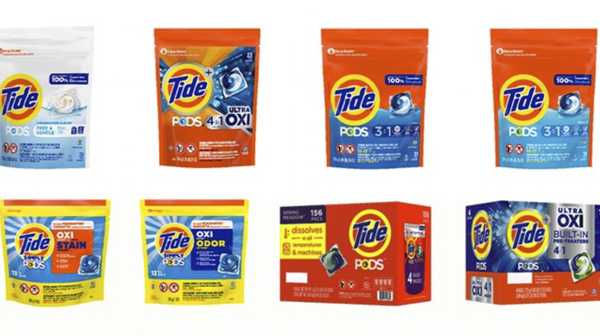 This photo provided by Consumer Product Safety Commission shows Tide Pods protects. Procter & Gamble is recalling more than 8 million bags of Tide, Gain, Ace and Ariel laundry detergent packets sold in the U.S. and Canada, Friday, April 5, 2024. That's because there's a defect in the products' child-resistant packaging.  (Consumer Product Safety Commission via AP)