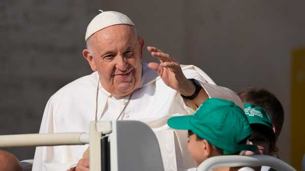 Pope Francis arrives for his weekly general audience in St. Peter's Square at The Vatican, Wednesday, June 7, 2023.