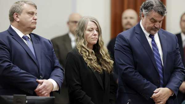 Lori Vallow Daybell stands and listens as the jury's verdict is read at the Ada County Courthouse in Boise, Idaho on Friday, May 12, 2023. Vallow Daybell faces up to life in prison without parole when she is expected to be sentenced Monday, July 31, in the murders of her two youngest children and a romantic rival. (AP Photo/Kyle Green, File)