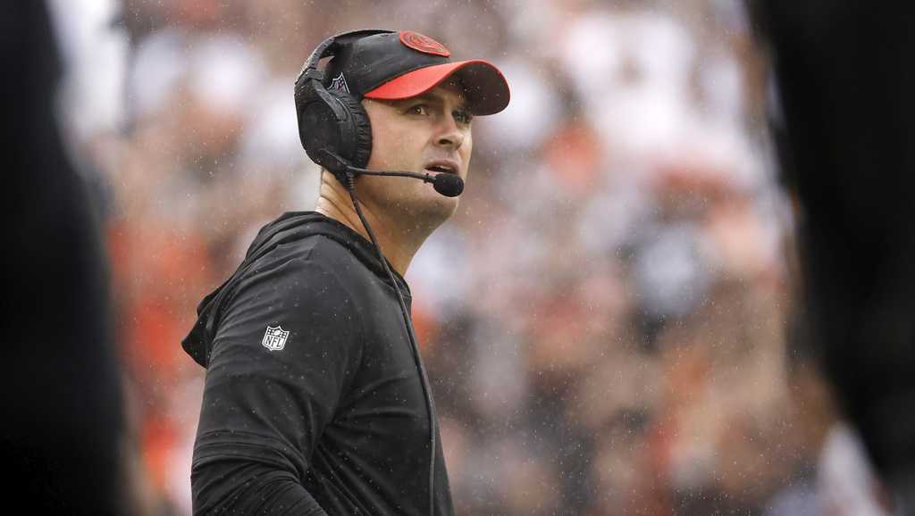 Cincinnati Bengals head coach Zac Taylor walks on the field prior to the  start of an NFL football game against the Cleveland Browns, Monday, Oct.  31, 2022, in Cleveland. (AP Photo/Kirk Irwin