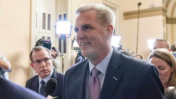 Rep. Kevin McCarthy, R-Calif., leaves the House floor after being ousted as Speaker of the House at the Capitol in Washington, Tuesday, Oct. 3, 2023. (AP Photo/Stephanie Scarbrough)