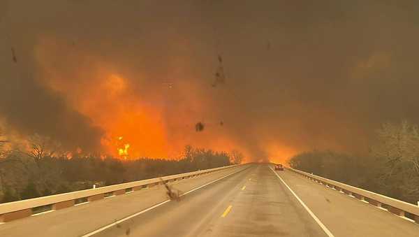 This image taken from the Greenville Fire-Rescue Facebook page on Wednesday, Feb. 28, 2024, shows fires in the Texas Panhandle. (Greenville Fire-Rescue via AP)