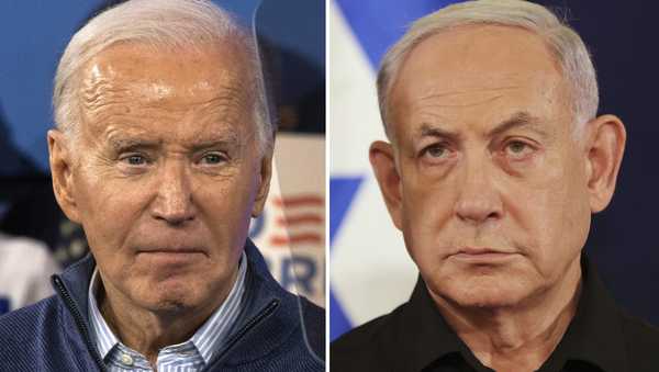 This combination photo shows President Joe Biden, left, on March 8, 2024, in Wallingford, Pa., and Israeli Prime Minister Benjamin Netanyahu in Tel Aviv, Israel, Oct. 28, 2023. Biden and Netanyahu spoke Monday, March 18,  in their first interaction in more than a month as the divide has grown between allies over food crisis in Gaza, conduct of war. (AP Photo)