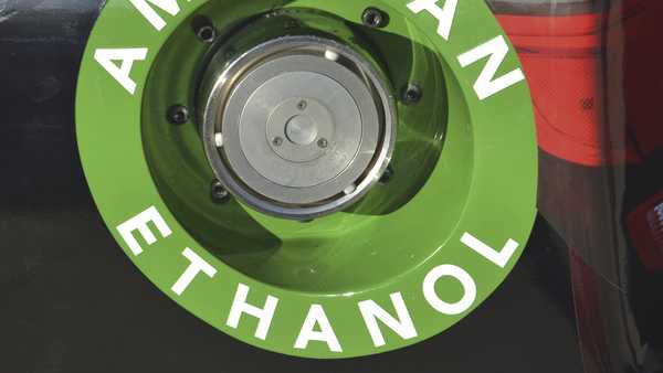 FILE - An American Ethanol label is shown on a NASCAR race car gas tank at Texas Motor Speedway in Fort Worth, Texas, Nov. 1, 2014. Drivers in eight Midwestern states will be able to fuel up with a higher blend of ethanol throughout the year thanks to a final rule announced Thursday, Feb. 22, 2024, by the Environmental Protection Agency. (AP Photo/Randy Holt, File)