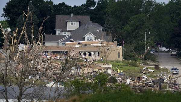 Tornado damaged property is seen, Wednesday, May 22, 2024, in Greenfield, Iowa. (AP Photo/Charlie Neibergall)