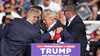 Republican presidential candidate former President Donald Trump is helped off the stage at a campaign event in Butler, Pa., on Saturday, July 13, 2024. (AP Photo/Gene J. Puskar)
