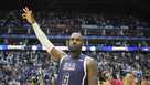 United States' forward LeBron James waves to the crowd after the end of an exhibition basketball game between the United States and South Sudan, at the o2 Arena in London, Saturday, July 20, 2024.