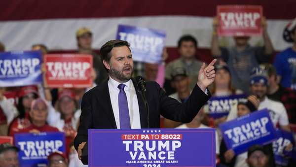 Republican vice presidential nominee Sen. JD Vance, R-Ohio, speaks during a campaign event, Wednesday, Oct. 16, 2024, in Williamsport, Pa.