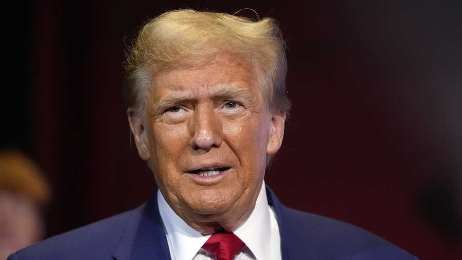 Republican presidential nominee former President Donald Trump speaks at a faith town hall with Georgia Lt. Gov. Burt Jones at Christ Chapel Zebulon, Wednesday, Oct. 23, 2024, in Zebulon, Ga. (AP Photo/Alex Brandon)