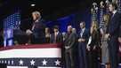 Republican presidential nominee former President Donald Trump speaks at an election night watch party at the Palm Beach Convention Center, Wednesday, Nov. 6, 2024, in West Palm Beach, Fla.