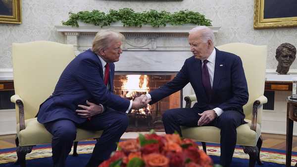 President Joe Biden meets with President-elect Donald Trump in the Oval Office of the White House, Wednesday, Nov. 13, 2024, in Washington.