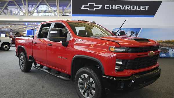 FILE - A 2024 Chevrolet Silverado 2500 HD Custom truck is shown at the Pittsburgh International Auto Show in Pittsburgh, Feb. 15, 2024. (AP Photo/Gene J. Puskar, File)