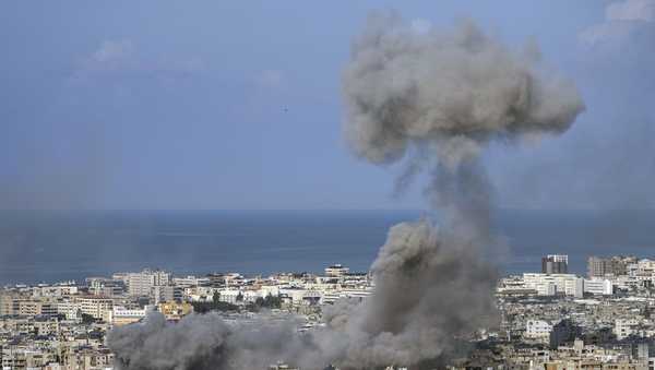 Smoke rises after an Israeli airstrike on Dahiyeh, in the southern suburb of Beirut, Lebanon, Saturday, Nov. 16, 2024. (AP Photo/Bilal Hussein)