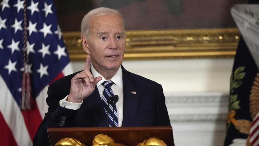 President Joe Biden speaks at a reception for new Democratic members of Congress in the State Dining Room of the White House, Sunday, Jan. 5, 2025, in Washington.