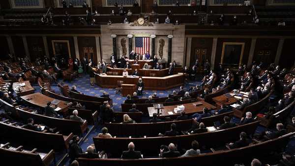 FILE - Vice President Mike Pence and Speaker of the House Nancy Pelosi, D-Calif., officiate as a joint session of the House and Senate convenes to count the Electoral College votes cast in the presidential election, at the Capitol in Washington, Jan. 6, 2021.