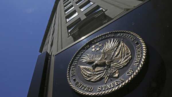 FILE - The seal is seen at the Department of Veterans Affairs building in Washington, June 21, 2013. (AP Photo/Charles Dharapak, File)