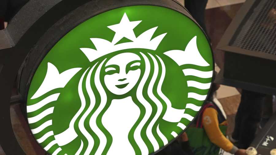 FILE - This is the Starbucks sign at a Starbucks kiosk in the Walden Galleria in Buffalo, New York, Friday, Nov. 29, 2024.